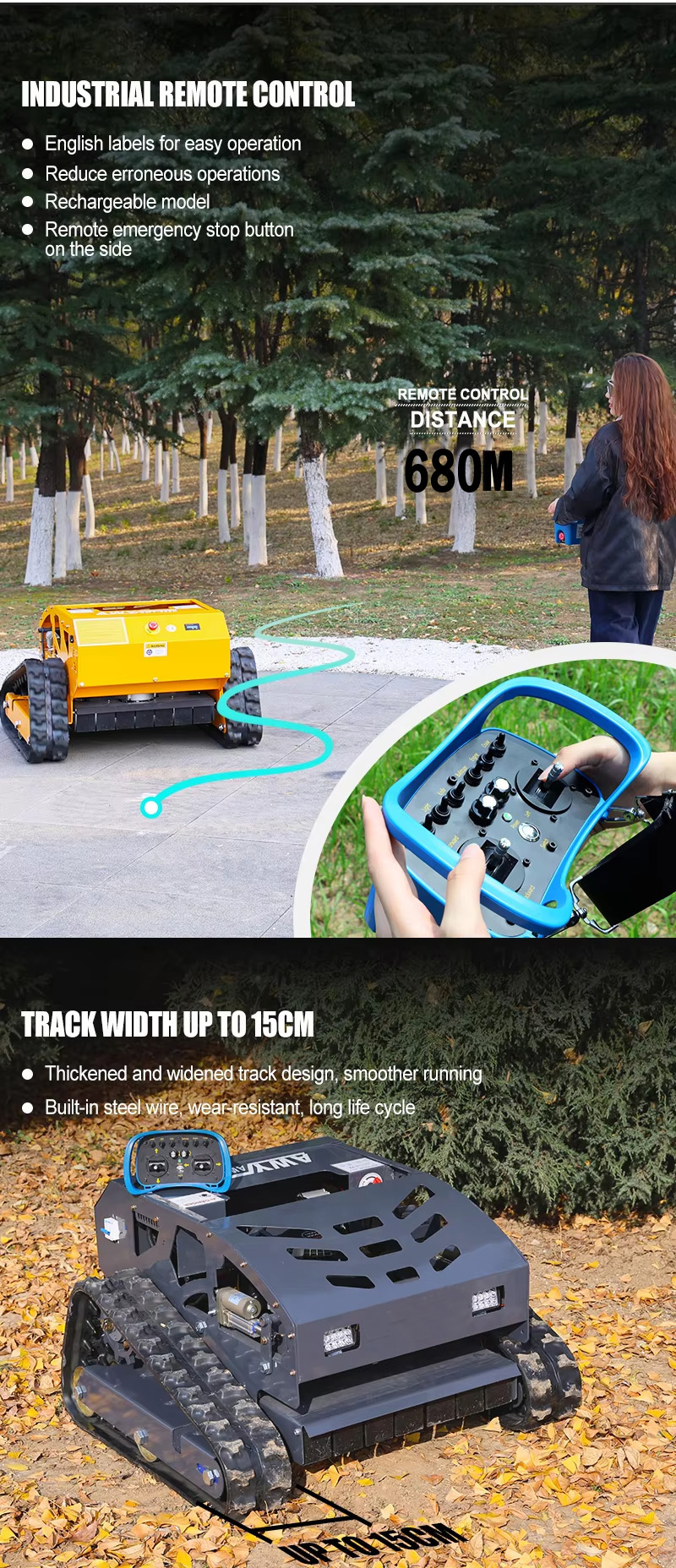 55cm (21.7″) Petrol Series Remote-Controlled Tracked Lawn Mower